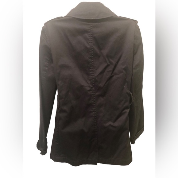 Coach Short Double Breasted Trench Coat Sz. M Black Pockets Flawed Belt MIA - Picture 2 of 6